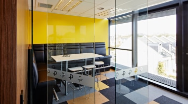 In the fit-out of law firm Tavendale and architecture, ceiling, glass, interior design, office, gray