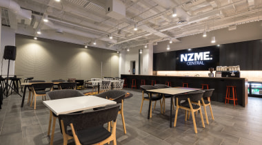 Trans-Space proved acoustic and visual separation solutions for conference hall, interior design, table, gray