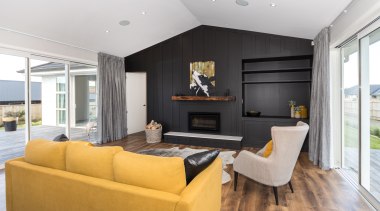 This Landmark showhome, the Waiata, has exceptional indoor-outdoor architecture, ceiling, floor, home, house, interior design, living room, property, real estate, room, white