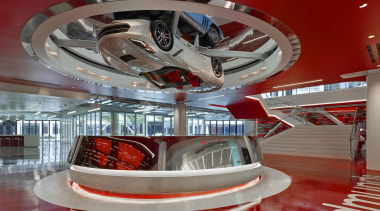 Pride of place at Los Angeles-based online car automotive design, interior design, red, gray