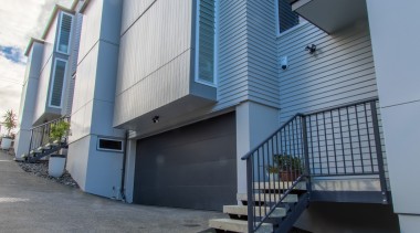 St Georges Bay Road apartments offer articulated exteriors architecture, building, facade, home, house, property, real estate, residential area, sky, gray