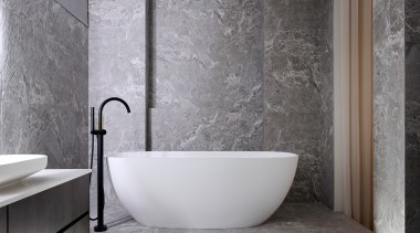 The bath area has a sculptural appeal. - 