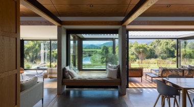 An interior view of the rear renovation and 