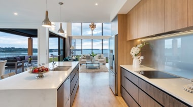 The modern open-plan kitchen has a butler’s pantry, 