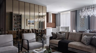 Living, dining, and kitchen at rear. - Symphony 