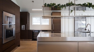 The owners wanted a contemporary European style ultra-functional cabinetry, countertop, cuisine classique, interior design, kitchen, real estate, gray