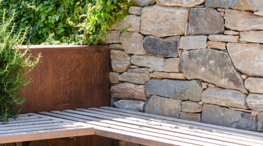 Rock wall and seating, detail. Design: Nadia Gill 