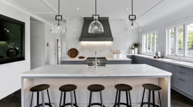 Honed Carrara marble was selected for the ‘show 