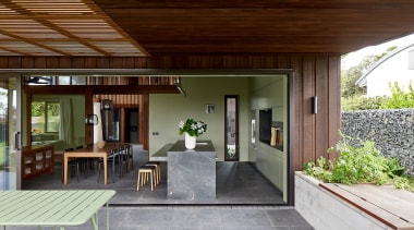 Looking into the rear kitchen space from the 