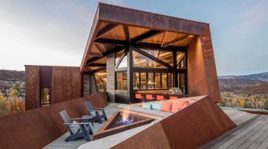 Perched on the hillside, with panoramic views of architecture, house, red, gray