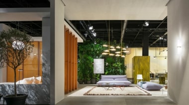 “Living by Moods”, Studio Truly Truly’s Das Haus architecture, building, ceiling, floor, flooring, furniture, home, house, interior design, lobby, property, real estate, room, gray, black