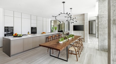 View of the open plan kitchen and dining 