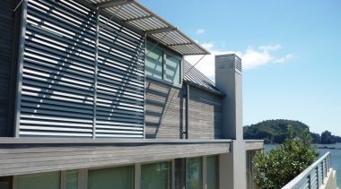 78580_louvretec-new-zealand-ltd_1556758086 - architecture | balcony | building | architecture, balcony, building, corporate headquarters, daylighting, facade, glass, home, house, material property, metal, property, real estate, residential area, siding, window, teal, black