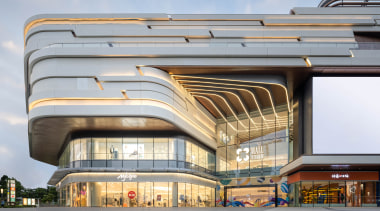 The mall's futuristic facade has many features – 