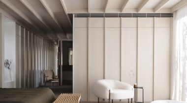 The feature beam ceiling in the master suite 