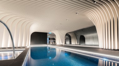 The Arc by Crown Group's swimming pool is architecture, building, ceiling, interior design, leisure, swimming pool, gray