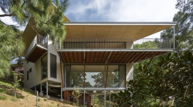 Conceived as a treehouse with platforms taking shelter 
