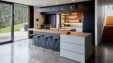 The multi layered home had a kitchen and 