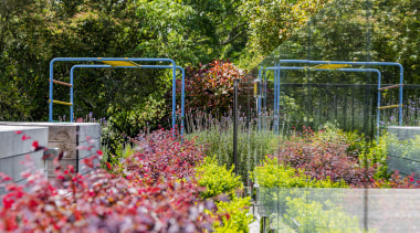 The outdoor living design creates gentle connections from 