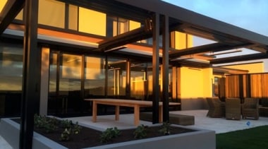 Concertina Retractable Louvres - architecture | facade | architecture, facade, home, house, property, real estate, roof, window, black