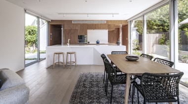 Looking from the ground floor dining area back 