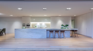 The new kitchen is large and proportionate to 