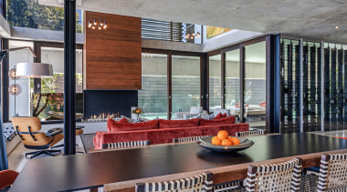 Flashes of rich colour throughout the house contribute 