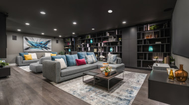 The big picture with bookcase wall to the 