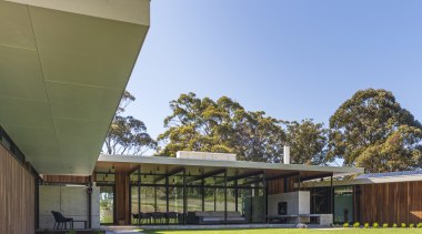 Sizeable overhangs contribute to maintaining the home's interior 