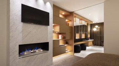 A large custom sliding door between the master 