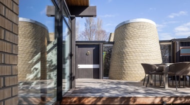 The central cone-shaped brick wall (home to the 