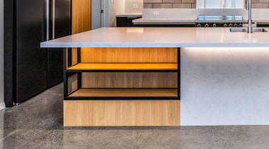Cinderblock and character steel elements give this kitchen 
