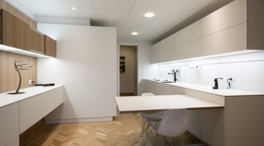 Highly Commended – Akzente – ​poggenpohl - architecture architecture, cabinetry, ceiling, countertop, floor, flooring, interior design, kitchen, real estate, room, sink, gray