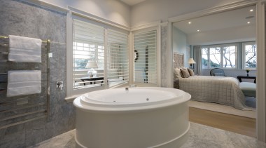 Bathroom Vanities - bathroom | bathtub | estate bathroom, bathtub, estate, floor, home, interior design, real estate, room, window, gray