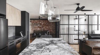 The Cote d’Azur natural stone benchtop offers a 