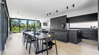 The kitchen is in a prime location with 