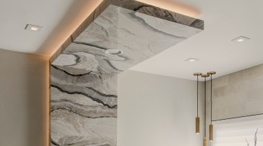 The free-standing tub with canopy was placed in 