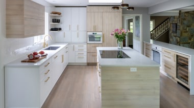 The peninsula provides more bench and storage space 