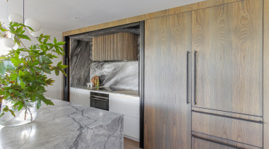 When all closed, the cabinetry has an almost 