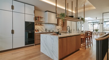 The designer specified natural and painted oak for 