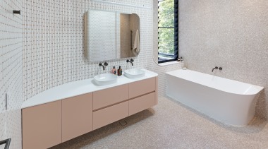 Adjoining the master suite, with its curved wall, 