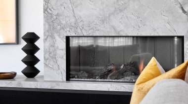 New fireplace with feature stone surround. - Sense 