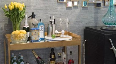 French classic-style residence by Massimo Interiors furniture, interior design, shelf, shelving, table, gray, black