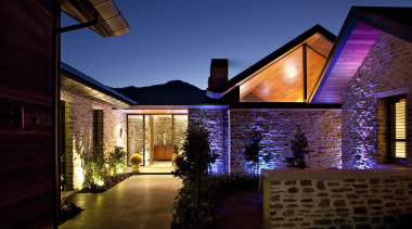 Nz2812 Mason And Wales 0123299 - architecture | architecture, cottage, estate, evening, facade, home, house, landscape lighting, light, lighting, night, property, real estate, residential area, roof, siding, sky, window, black