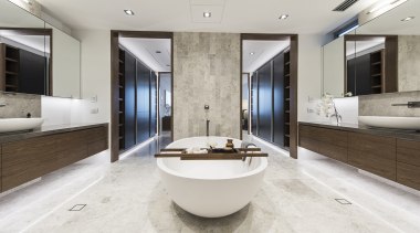 Divide and rule – parallel walk-through wardrobes provide bathroom, estate, floor, interior design, real estate, sink, white