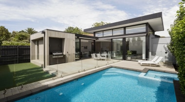 ​​​​​​​Interfering with existing architectural elements – such as architecture, backyard, facade, home, house, wimming pool, villa, window, white, indoor/outdoor flow, LSA Architects