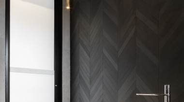 ​​​​​​​This new bathroom partially steps outside the original bathroom, floor tiles, bathroom designer, tap, tile, black, white, basin