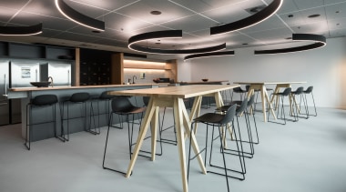 Commercial specialists Aspect Furniture manufactured and sourced a ceiling, conference hall, furniture, interior design, office, table, gray