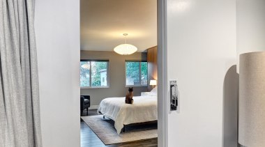 ​​​​​​​On this project, timber floors run right through architecture, door, timber floor, flooring, furniture, glass, interior design, timber flooring, lighting, table, Nar Design Group
