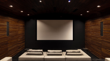 ​​​​​​​This home theatre was professionally designed and engineered architecture, home theatre, design, electronics, interior design, projection screen, home theatre, technology, SPFa